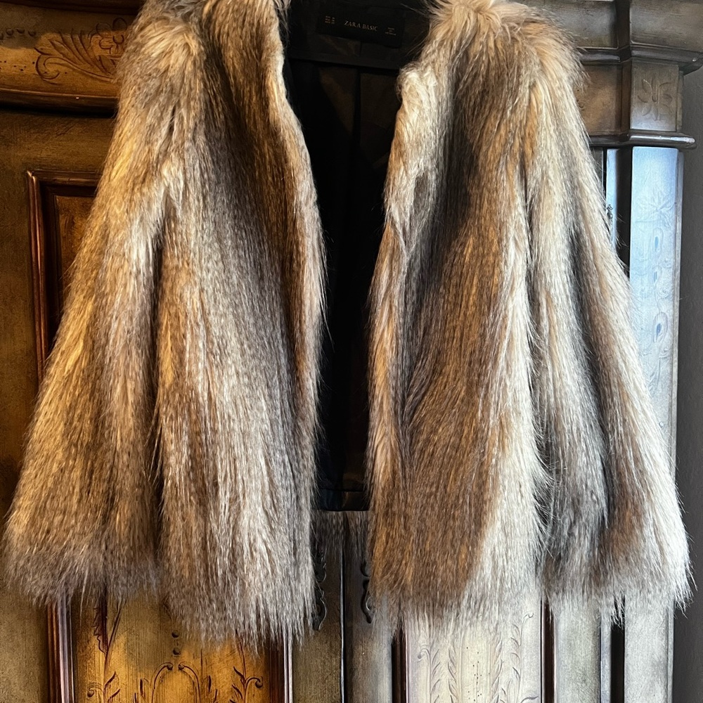 Zara Fur Jacket. Size M. Used once. Not fitting anymore. Beautiful.